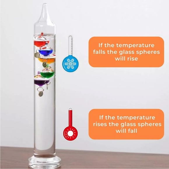 Galileo Glass Thermometer with Multicolor Floating Balls Office Table Home Decor - Picture 2 of 8